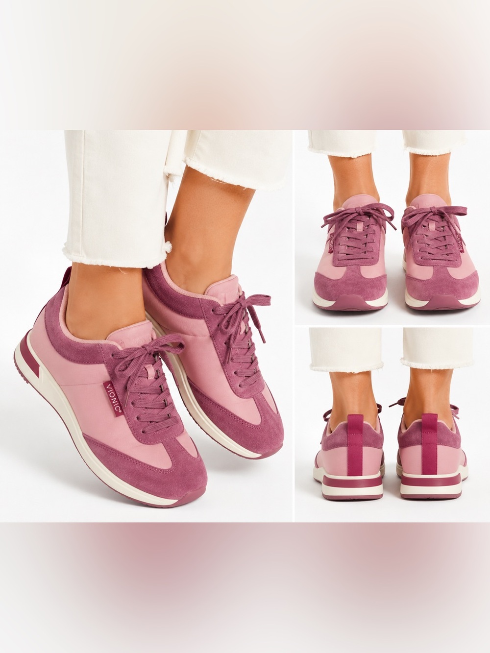 Vionic Breilyn  Women's Two-Tone Pink/Mauve Suede Sneakers